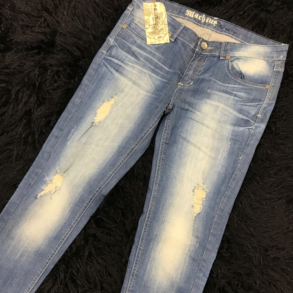 Machine distressed skinny Jeans